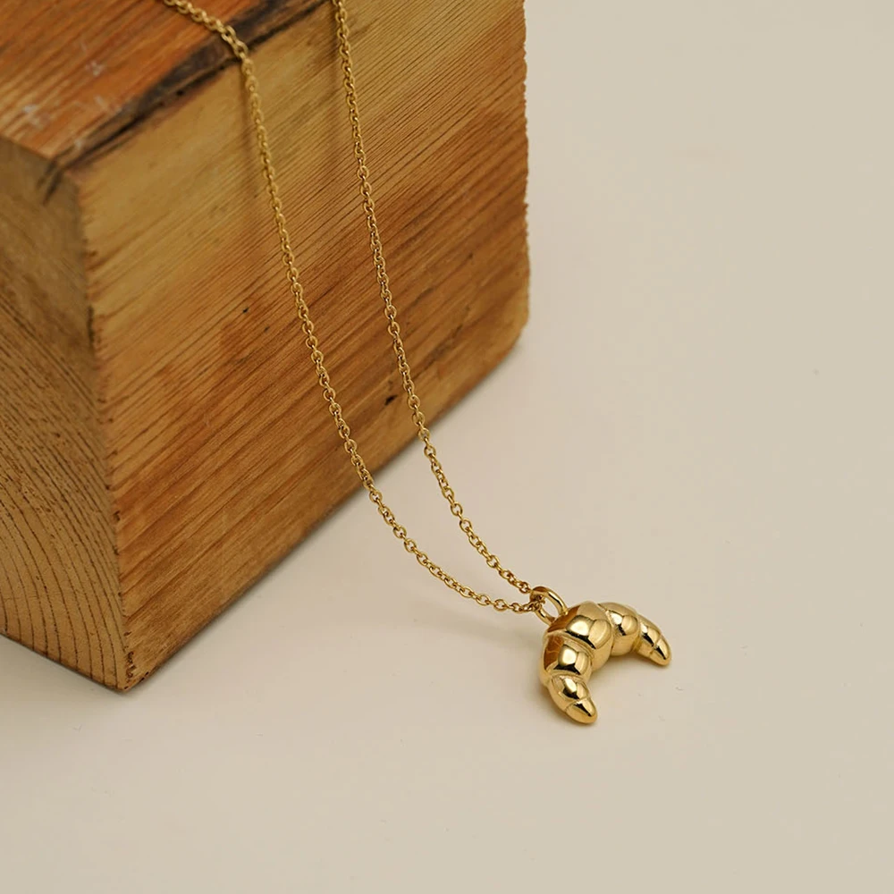 ENFASHION Collares Para Mujer Croissants Pendant Necklace For Women's Stainless Steel Gold Plated Jewelry Graduation Party 3453