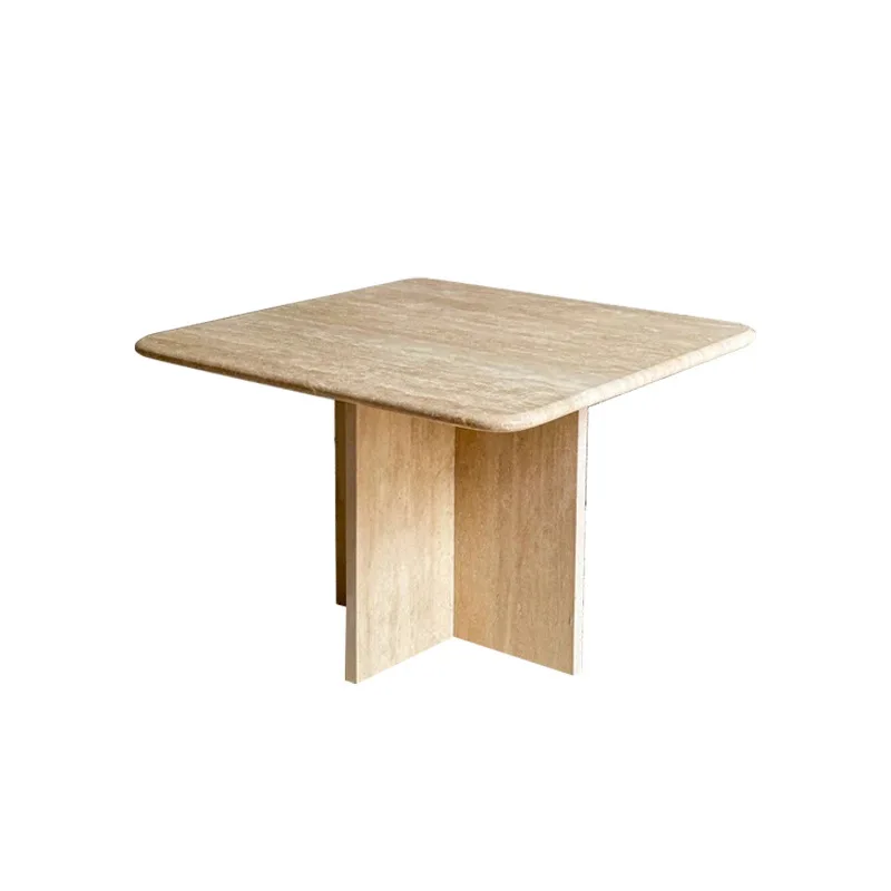 

Wabi Sand Wind Natural Travertine Square Coffee Table Designer Nordic Villa Light Luxury Simple Living Room Sofa Coffee Table