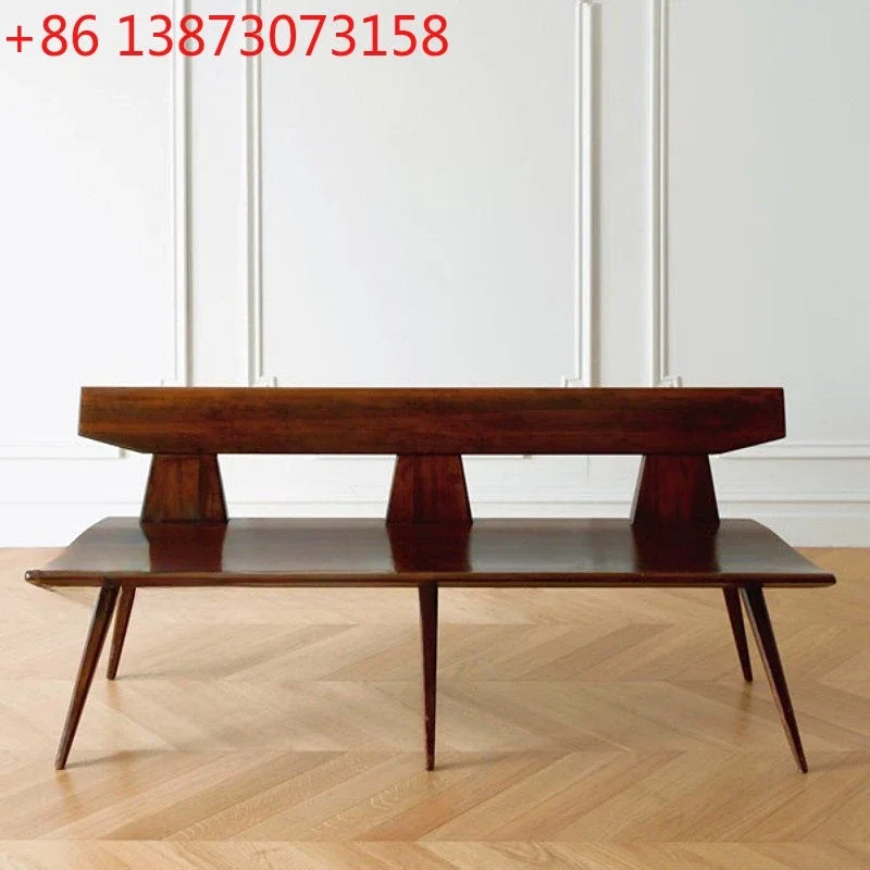 

French retro solid wood antique designer creative bench