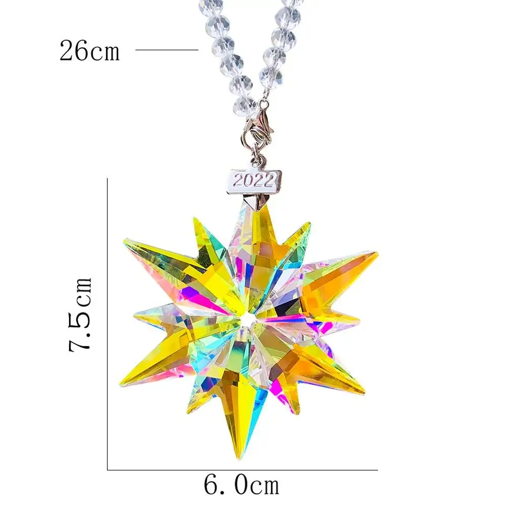 1pcs Colorful Car Pendant Decoration Transparent Crystal Snowflakes Art Car Hanging Ornaments Car Interior Accessories