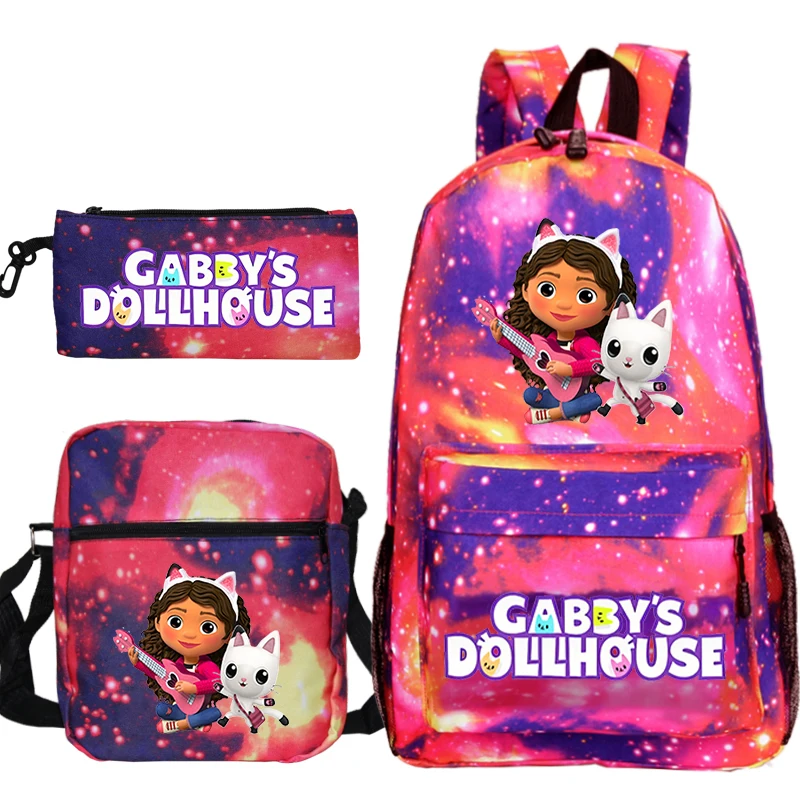 Imagem -04 - Kawaii Gabby Dollhouse Mochila Mochilas Escolares Bolsas de Ombro Estojo Lápis Mochilas Bonitos Mochila Laptop Meninos e Meninas Pcs por Conjunto