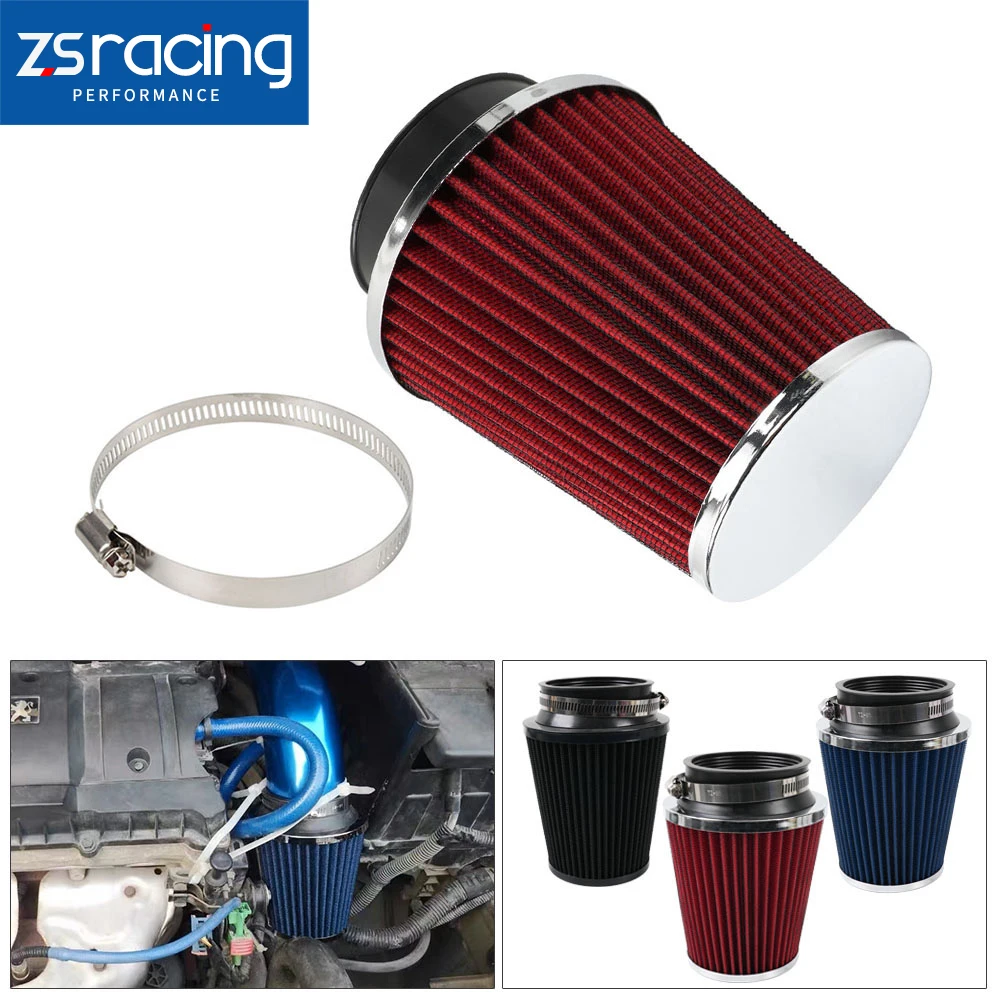 

ZS Universal 3" 76mm Clamp-On Cold Air Intake Filter High Performance Washable Replacement Air Filter OFI077