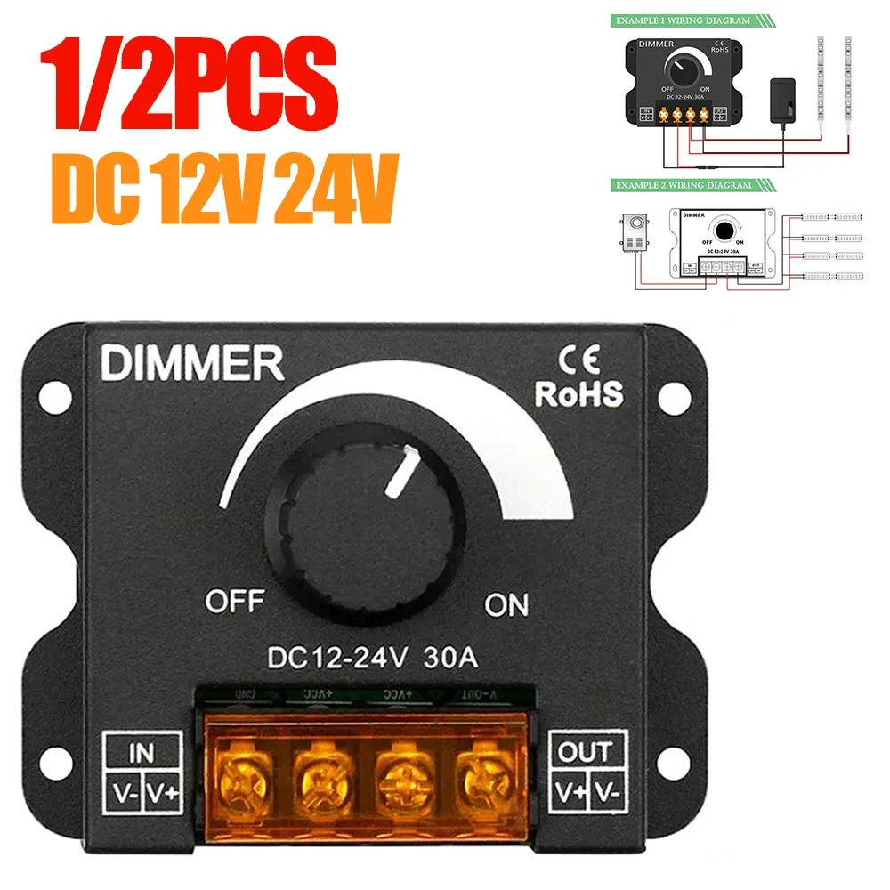 Ściemniacz LED DC 12V 24V 1/2szt 30A Regulator napięcia Regulowany kontroler do taśmy LED Ściemniające ściemniacze LED