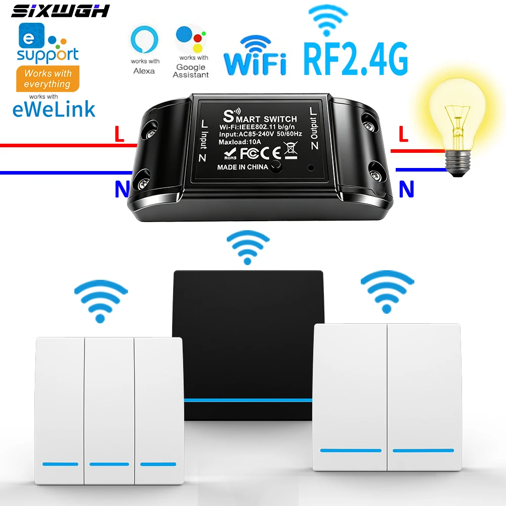 EWeLink WiFi Smart Switch Timer Wireless Switch Support RF 2.4G Remote Control Compatible with Alexa Google Home Voice Control