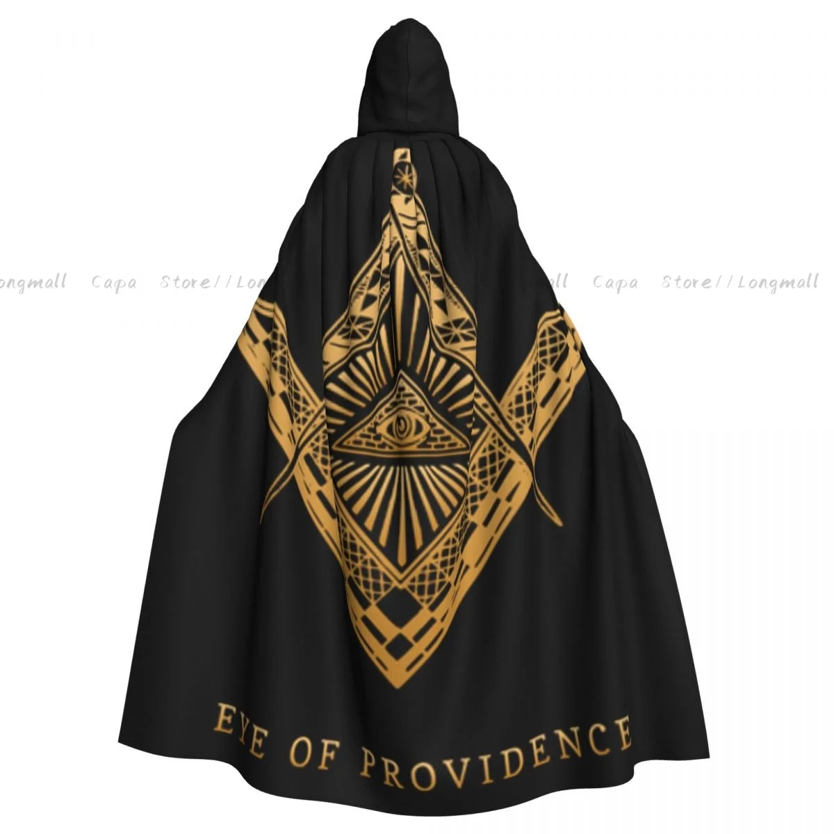 Adult Vampire Cape Hooded Robe All-seeing Eye Of Providence Halloween Cloak Full Length Cosplay