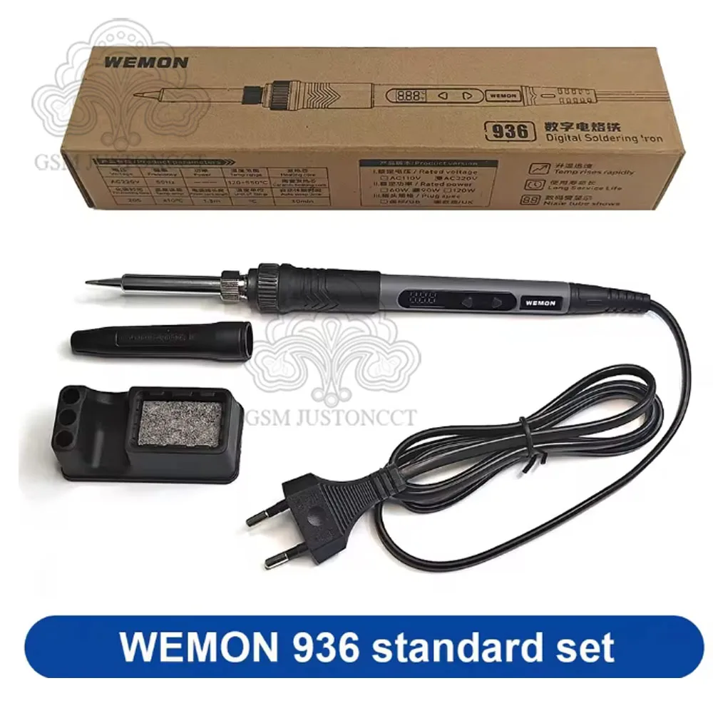 

WEMON 936 Пайка с высоким нагревом Интеллектуальный цифровой дисплей Портативный 120 ~ 550 ℃ Набор сварочных инструментов с регулируемыми наконечниками серии 900M