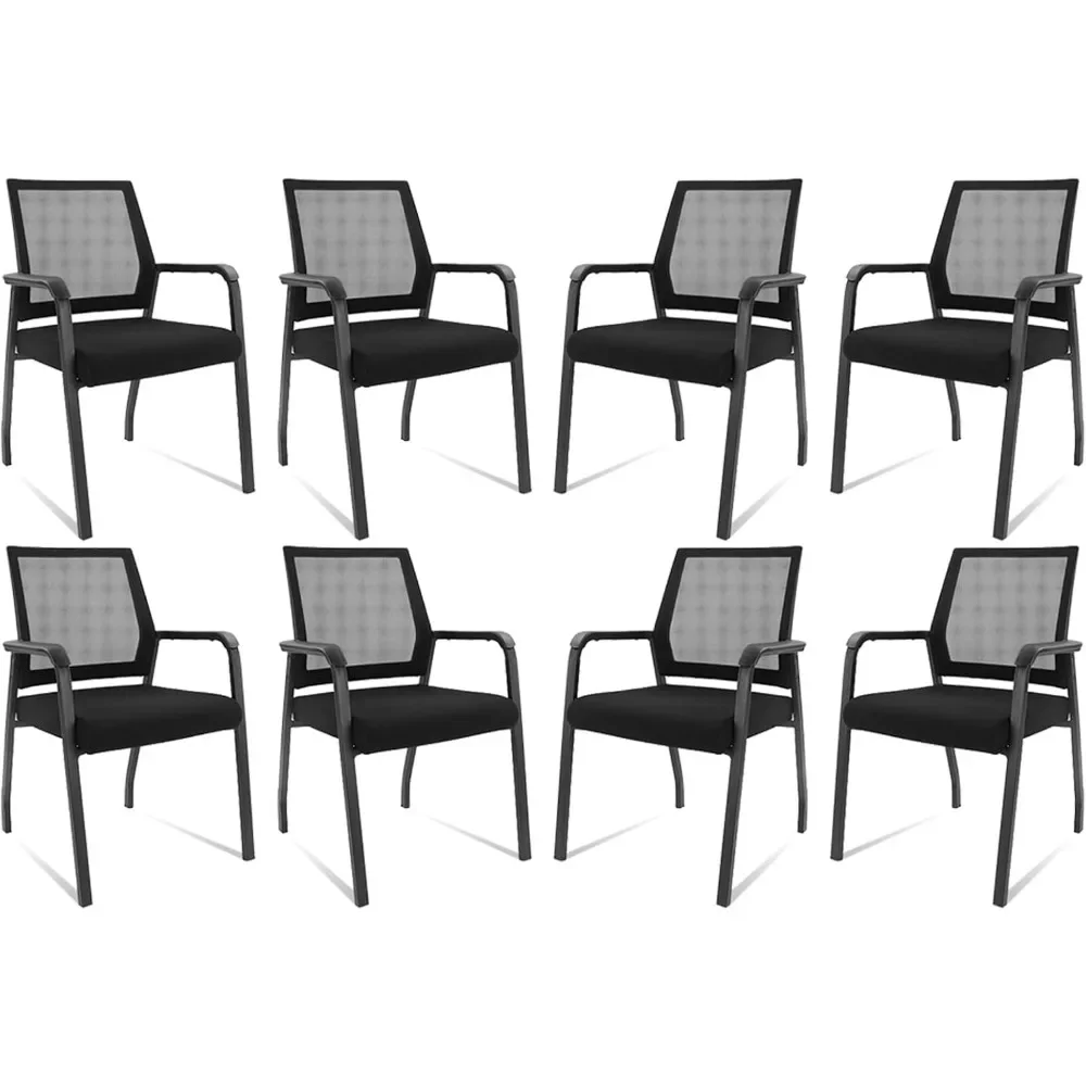 

Desk Chair No Wheels, Arm Chair with Ergonomic Lumbar Support and Thickened Seats Cushion, Waiting Room Chairs , 8 Pack Black