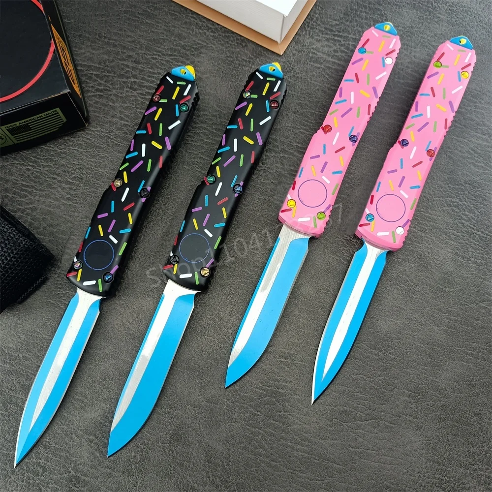 Micro UT85 Dessert Warrior ULTRA Folding Knife Outdoor EDC Tool Self Defense Pocket Knives Blade Donut Pink Black Handle