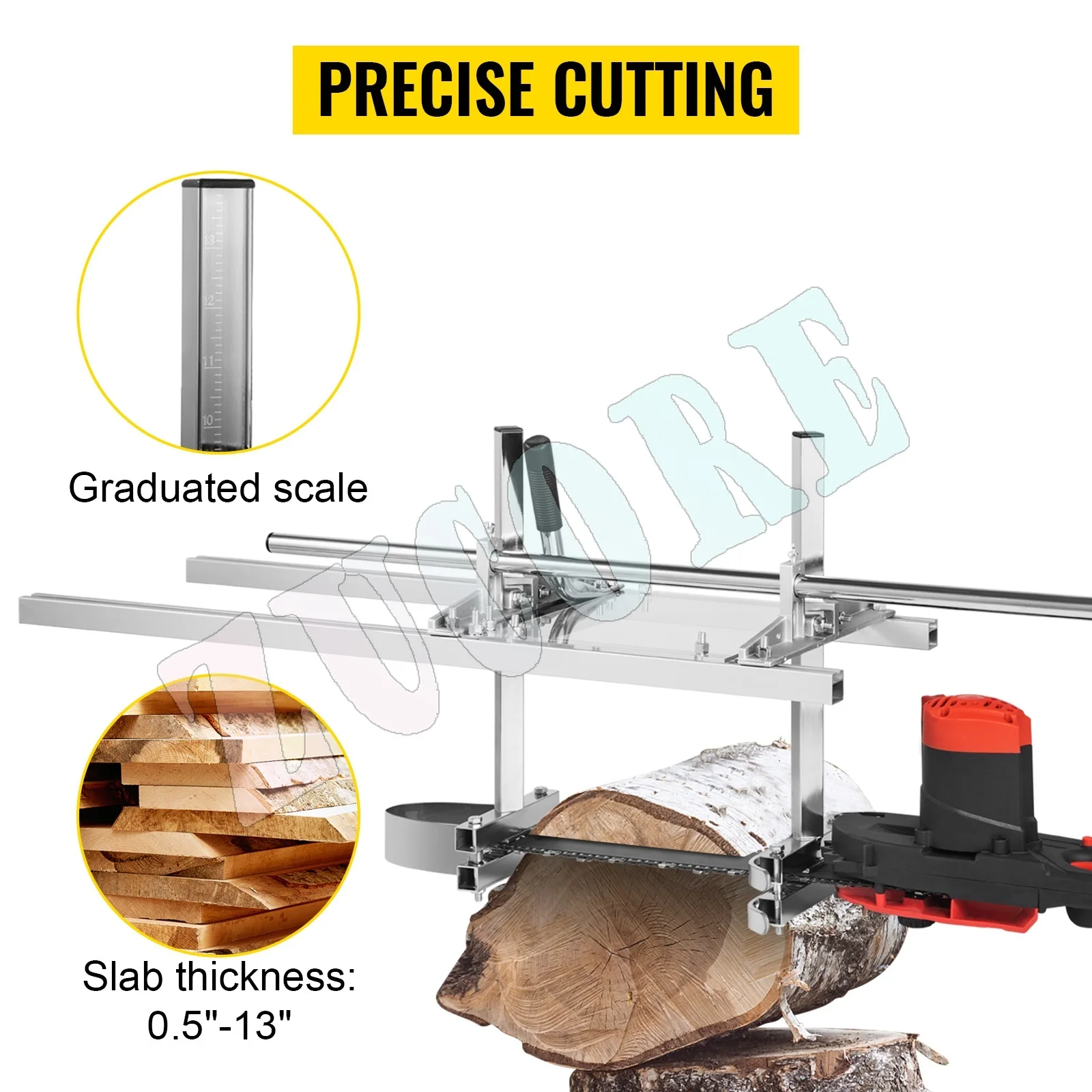 

Portable Chainsaw Mill Planking Milling From 14" to 36" Height Adjustable Chain Planking Milling Aluminum & Steel Guide Bar