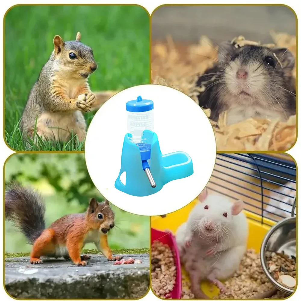 Hamster Water Feeder Small Animal Automatic Dispenser Drinking Water Bottle Bowls Dish with Food Container for Guinea Pig Rat