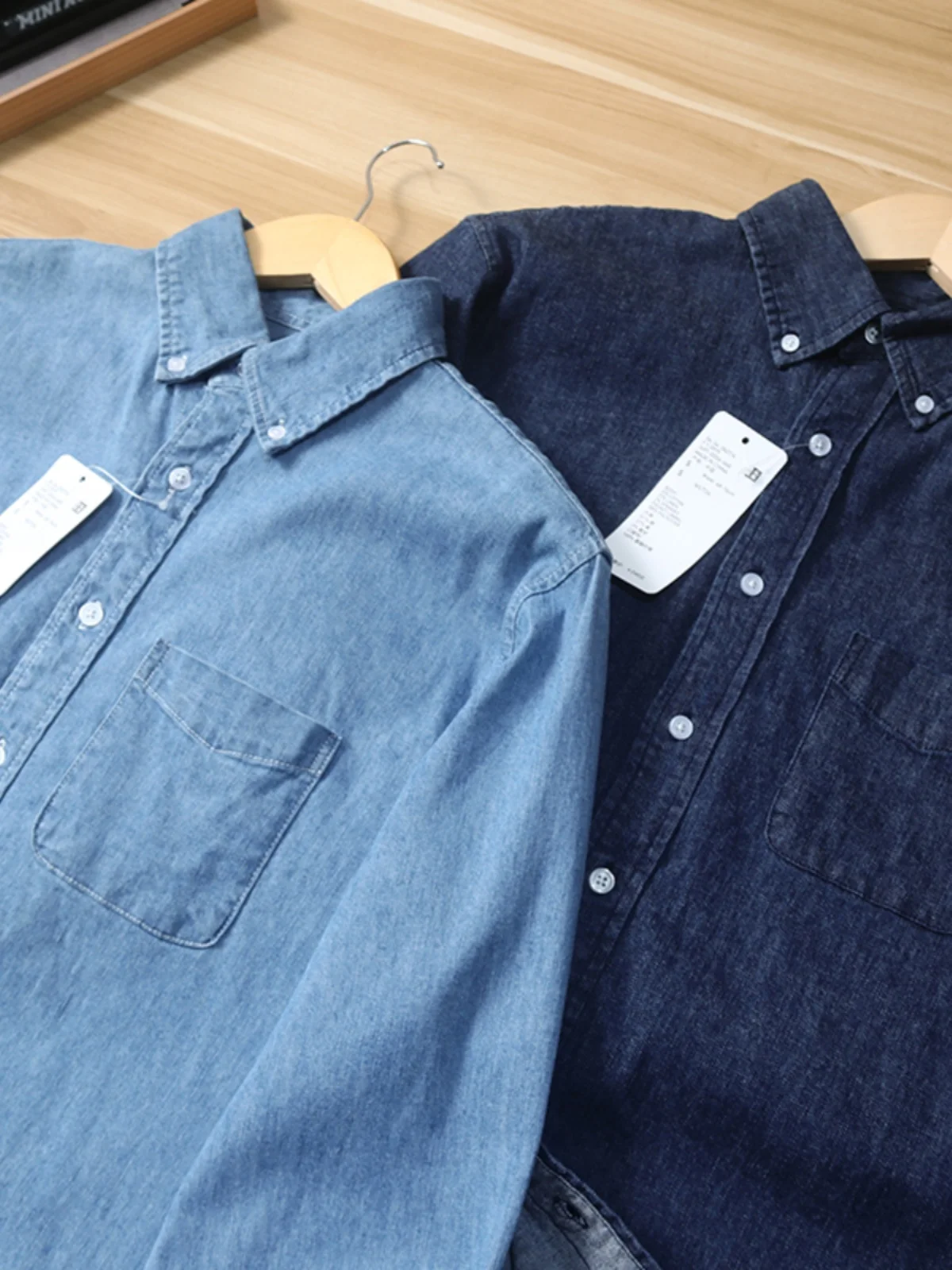 

Breathable Cotton Linen Fabric Men's Spring Casual Long Sve Collared Denim irt Wear Resistant Daily Pure Color irt