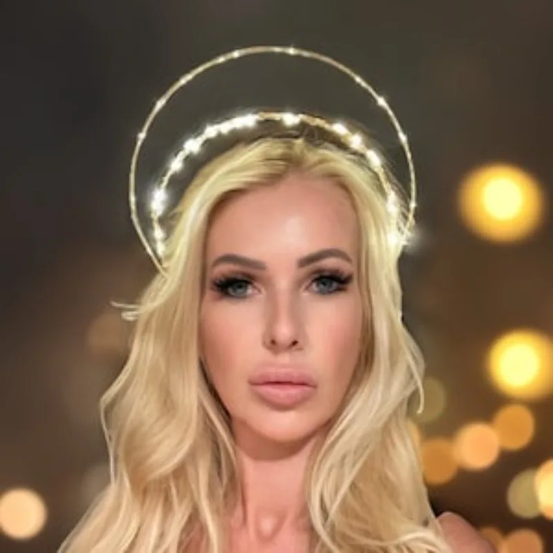 Tiara Bogini z Podświetleniem - 3-warstwowa Opaska Halo z Cyrkoniami i Lampkami LED - Rekwizyt na Występy Sceniczne i Sesje Zdjęciowe