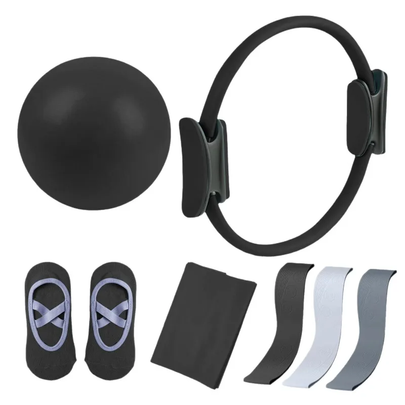 Pilates Circle 7‑Piece Stretching Assist Kit Pull Strap Yoga Socks Tube Ball for Body Shaping Fitness Workout Combination Gear