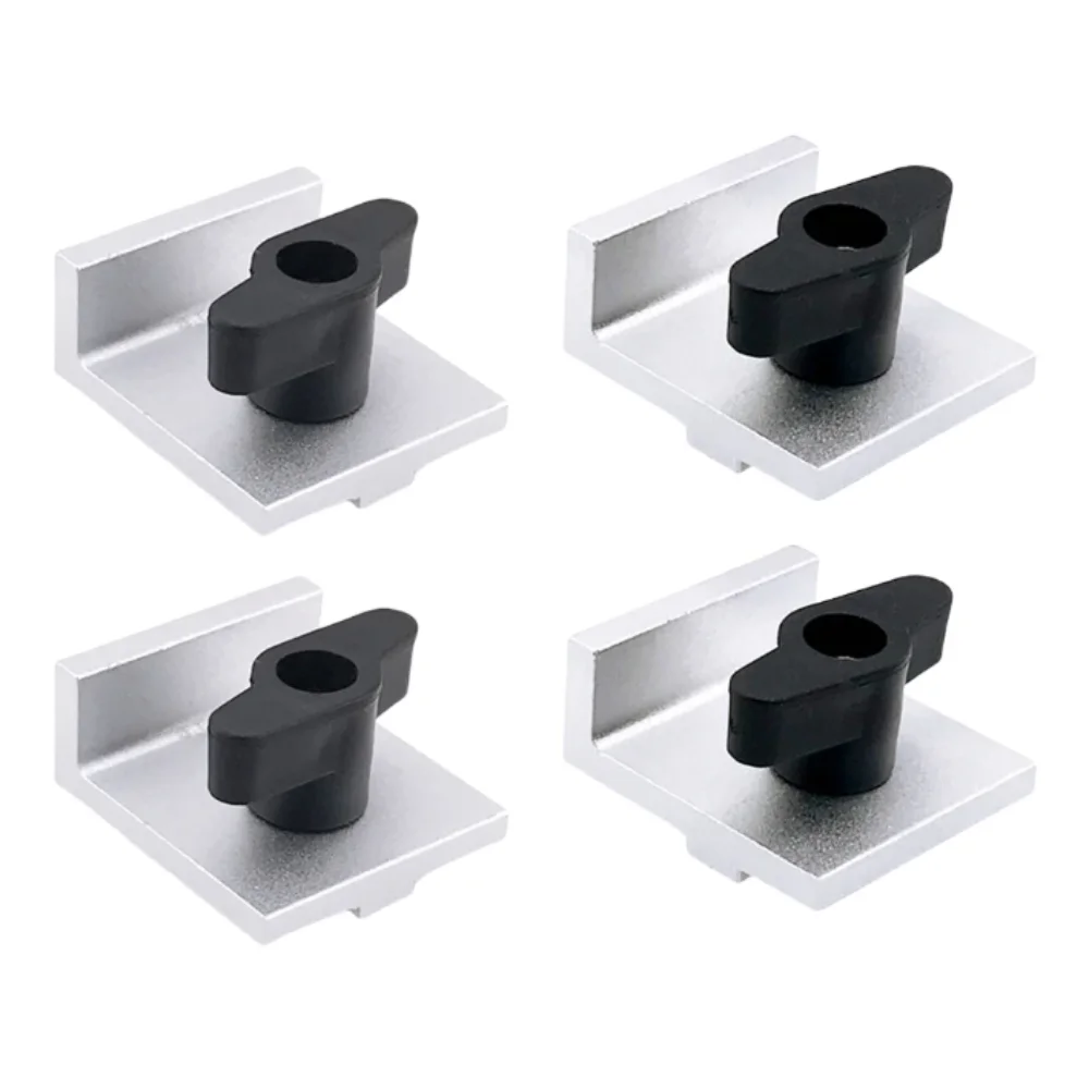 

4 Pcs Set T Track Stop Block Silver Color Inline Design Bi-Directional Stop With Knobs T-Track System Replacement Kit