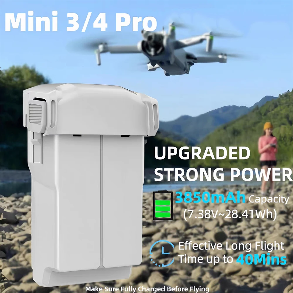 Brand New Mini 3 Pro Battery Plus For Mini 3 Mini 4 Pro UAV Intelligent Accessories 3850mAh Drone Lithium Flight Time 47 Minute