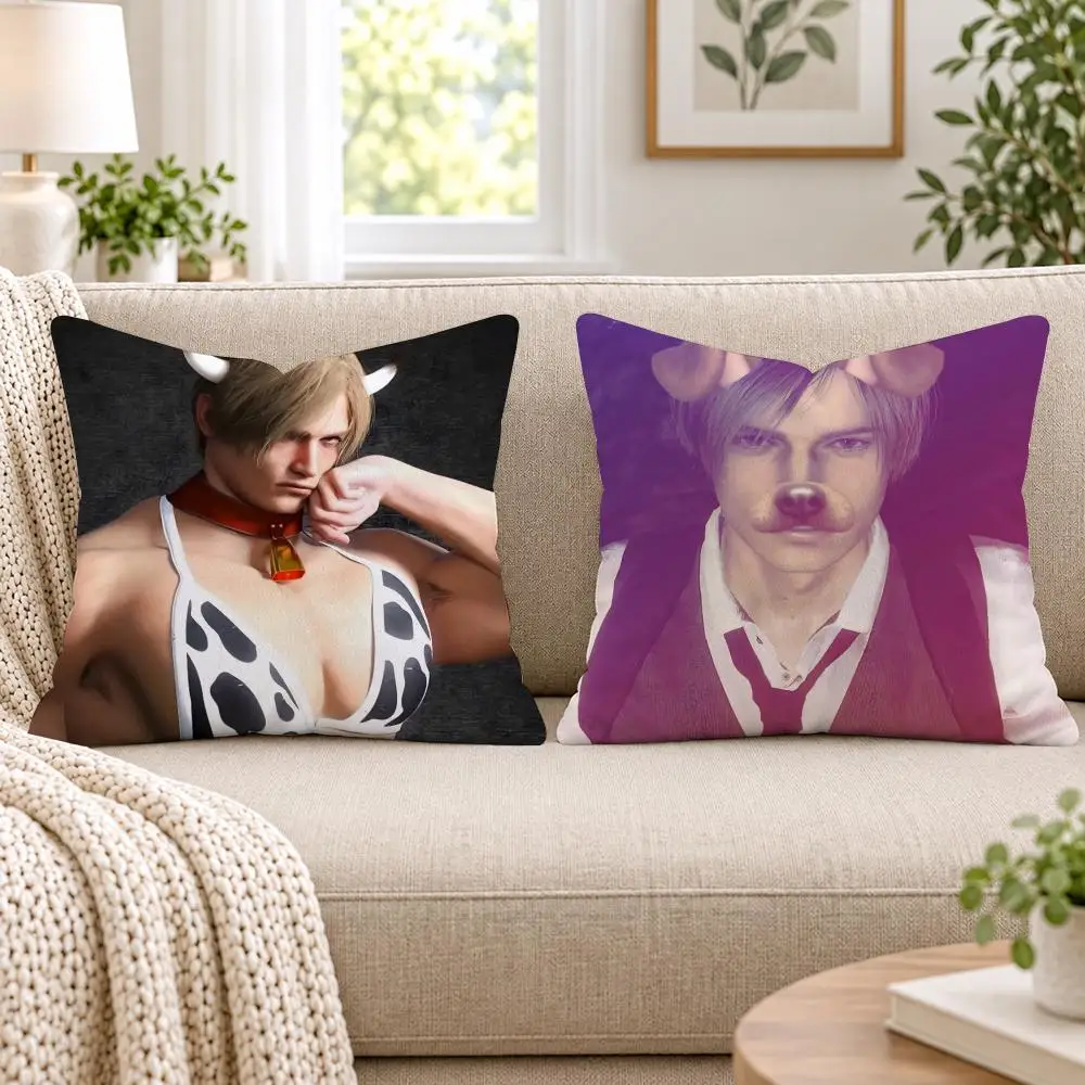 Muscle Leon K-Kennedys Cushion Cover Short Plush Double-Sided Printing Sofa Bedroom Pillow Case Aesthetic Home Decor