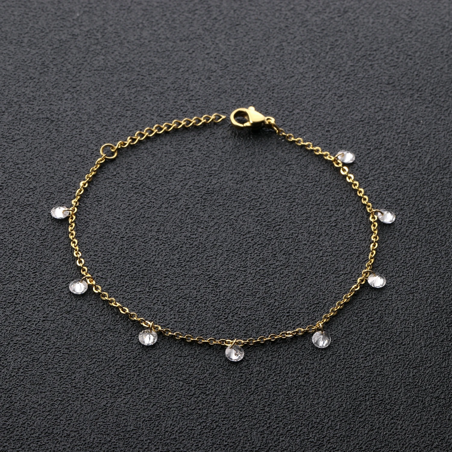 LUXUSTEEL Stainless Steel Bracelets For Women Golden Plated Silver Charm Cubic Zirconia Link Chain Bracelet Pulsera Collier