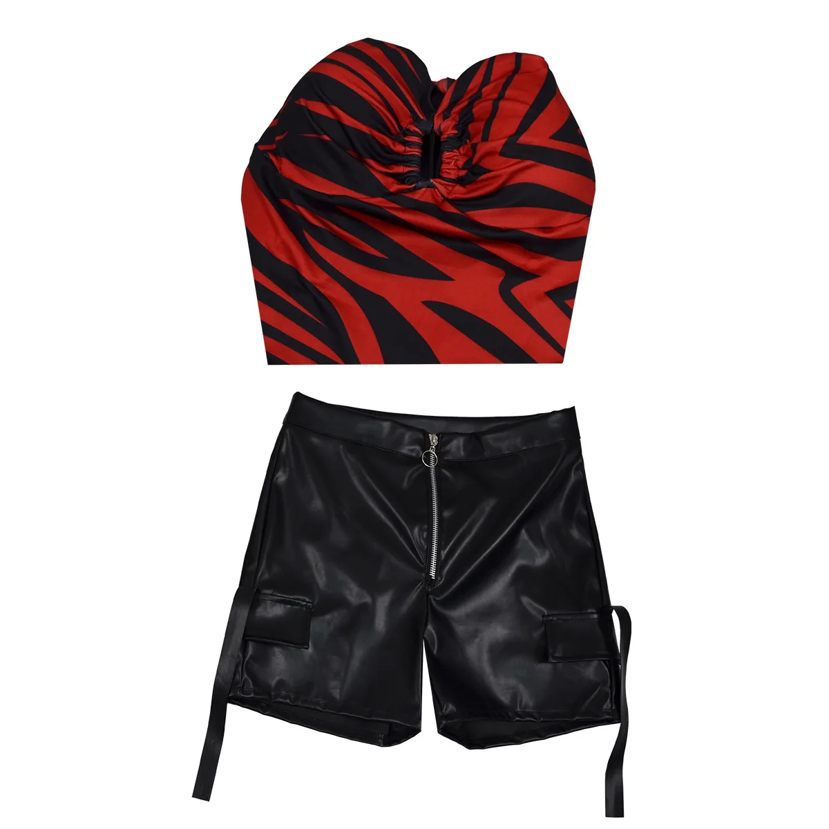 Obsession Movie Nikki Cosplay Red Black Zebra Print Vintage Sexy Halter Waist Cinch Set Adult Women Halloween Stage Costume view 6