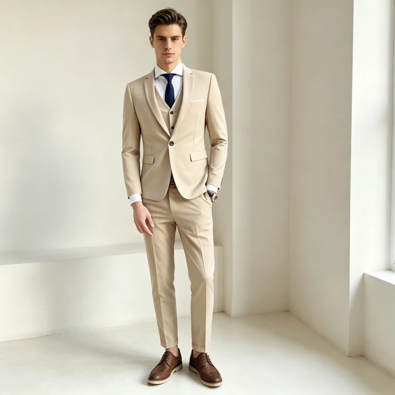 3 Piece Set Men Blazer Suits Coat Pants Vest Outfits Party Ensemble Single Breasted Suit Jacket Waistcoat Trousers 2026 Autumn