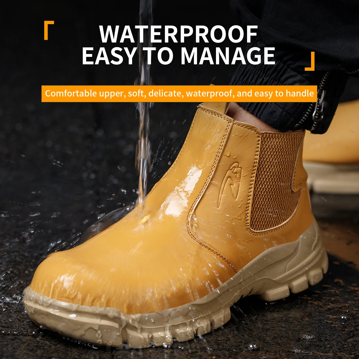 Waterproof Safety Boots Men Steel Toe Work Boots Anti-smash Stab-resistant Safety Shoes Indestructible Construction Work Shoes