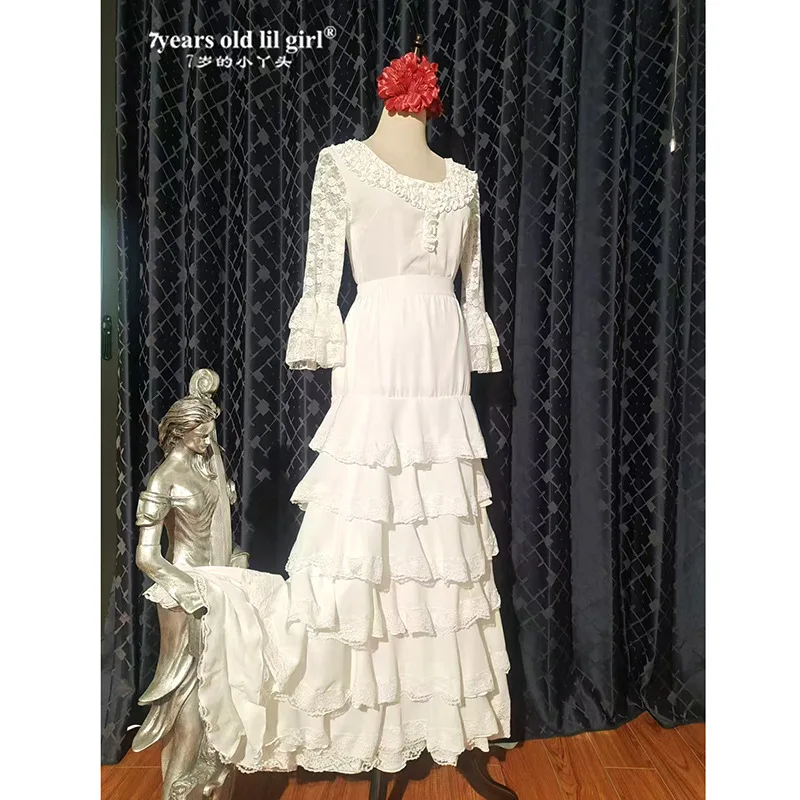 White Brand Flamenco Spanish Dance Set Practice Skirt Multi-layer Dance Skirt Multiple Color Options
