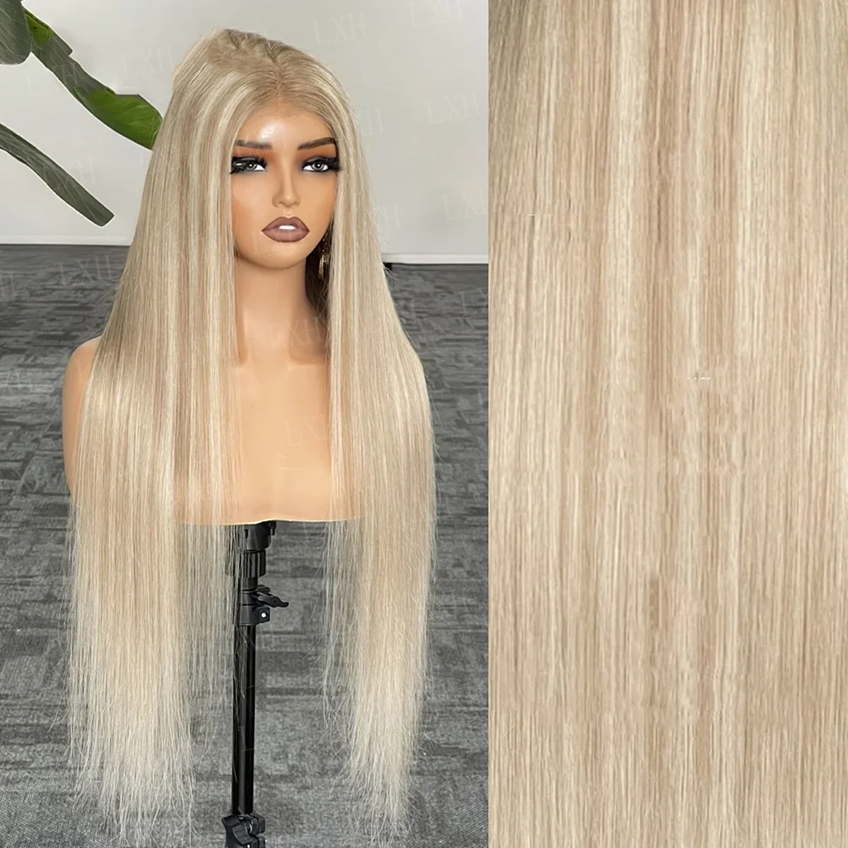 Long 24Inch 180%Density Highlight Blond Straight HD Lace Frontal Wigs Hair Pre Plucked Hair Wigs For Women Baby Hair Deep Part