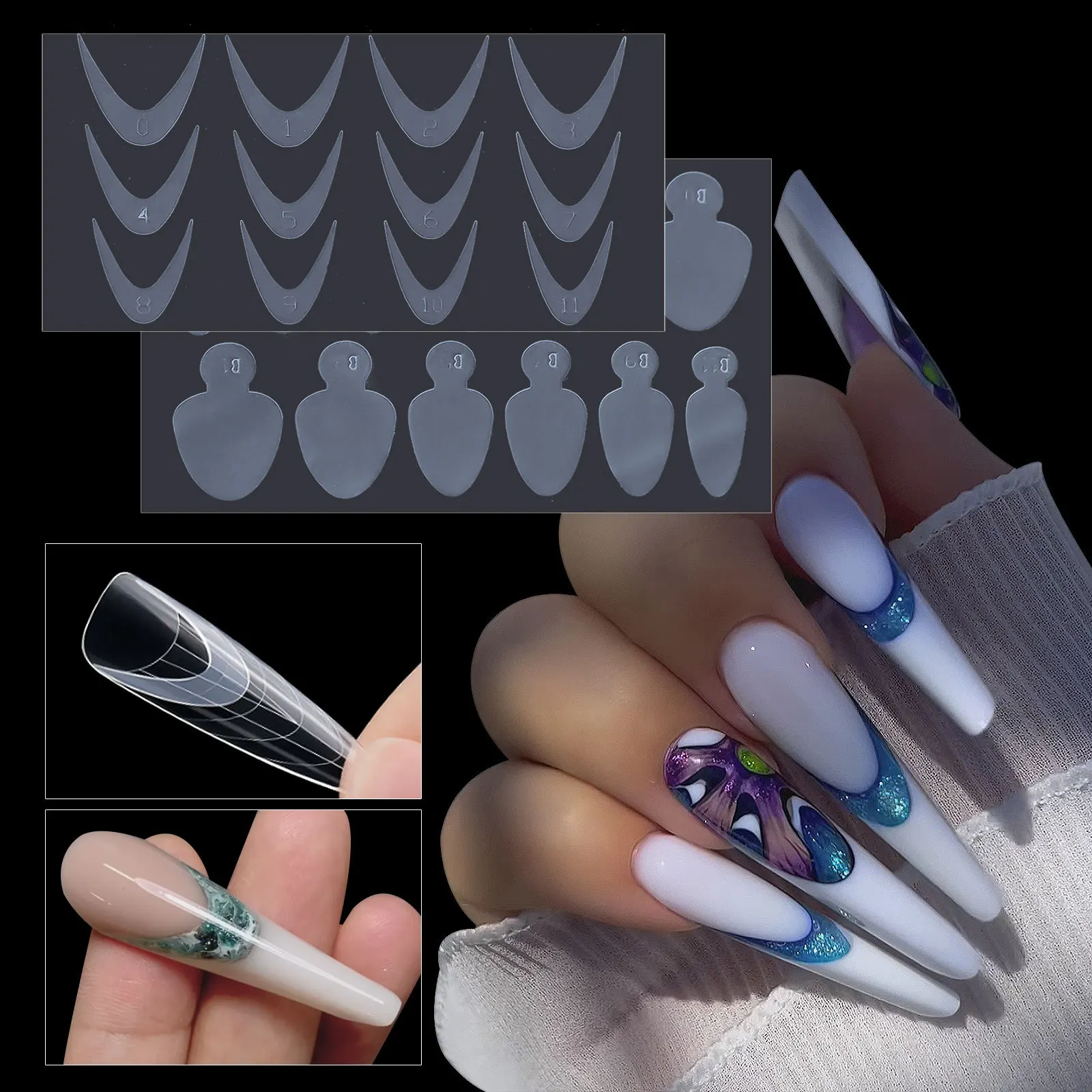 Dual Nail Forms Silicone Pads False Tips For Gel Extension Quick Building Reusable French Nails Sticker Mold Soft Manicure Tools