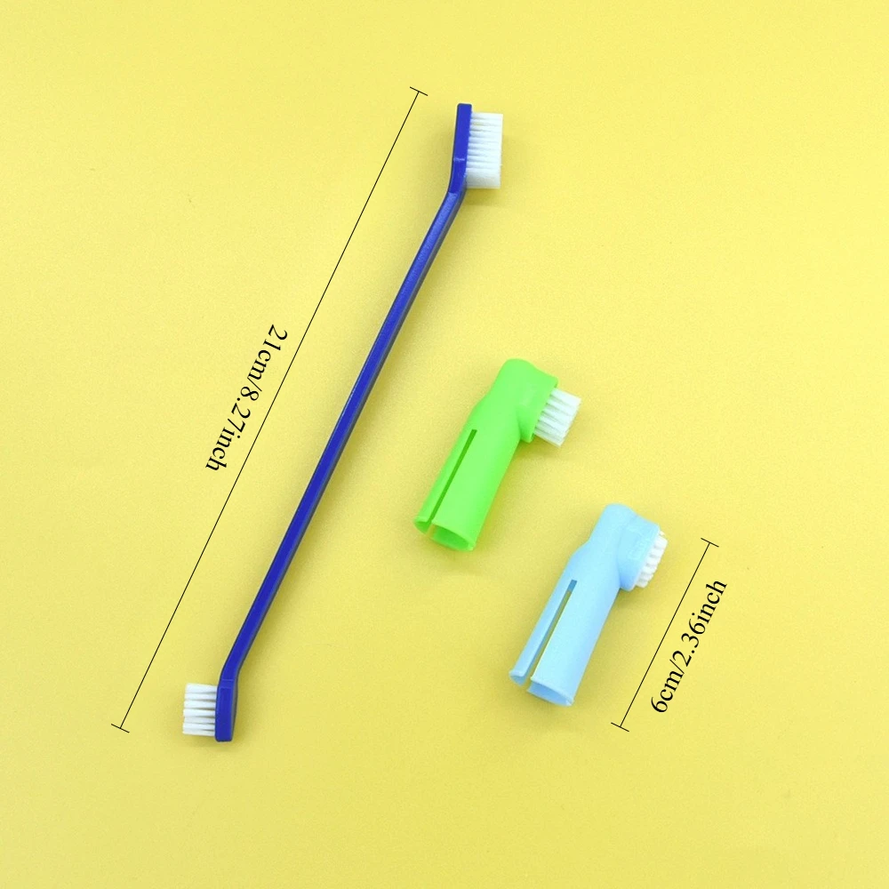 Pet Toothbrush Toothpaste Finger Set Cat Dog Oral Cleaning Care Fresh Breath Double Head Toothbrush Pet Supplies