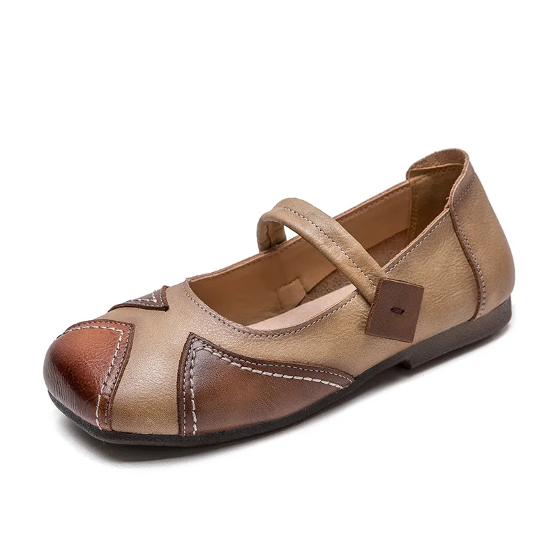

2026 Retro Literary Style Loafers Women Mixed Colors Genuine Cow Leather Shallow Elastic Band Casual Flat Shoes Footwear