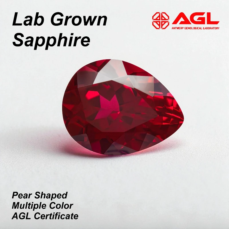 

New Czochralski Method Pear Shaped Top Lab Grown Sapphire Multiple Color Diy Jewelry Making Materials Selectable AGL Certificate