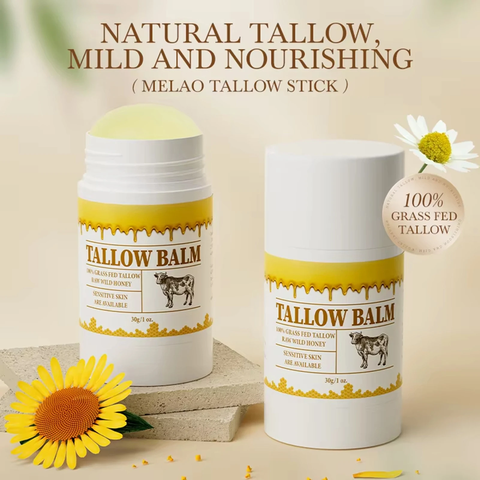 

Beef Tallow Moisturizing Stick Daily Hydrating Face Cream Helps Protect Dry Sensitive Skin