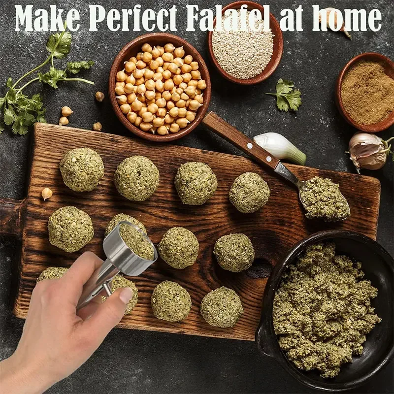 Stainless Steel Falafel Maker Scoop Non-Stick Meatball Mold Professional Falafel Scoop Maker Kitchen Cooking Gadget