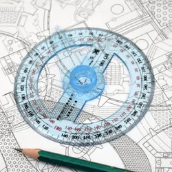 Goniometro a 360 gradi con braccio oscillante puntatore a cerchio completo righello angolare geometria matematica strumenti di disegno per studenti Design EM88