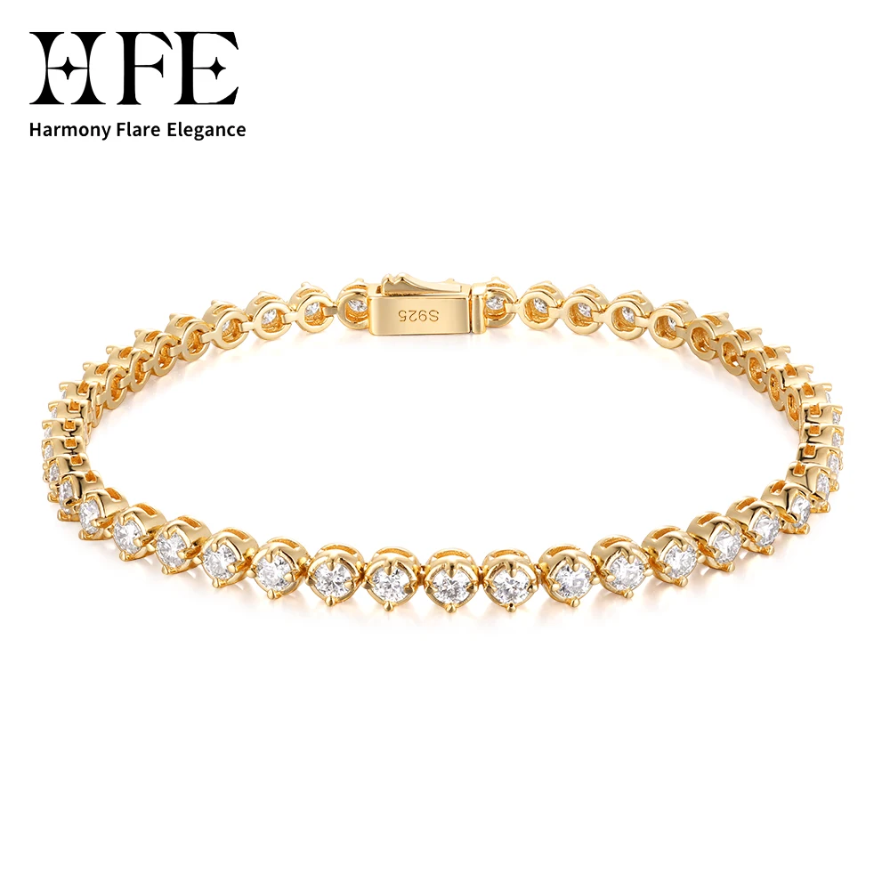 

HFE 2.5mm Moissanite Tennis Bracelet Laboratory Diamond 18K Plated White Gold Suitable for Women's Luxury Jewelry Ideal Gift