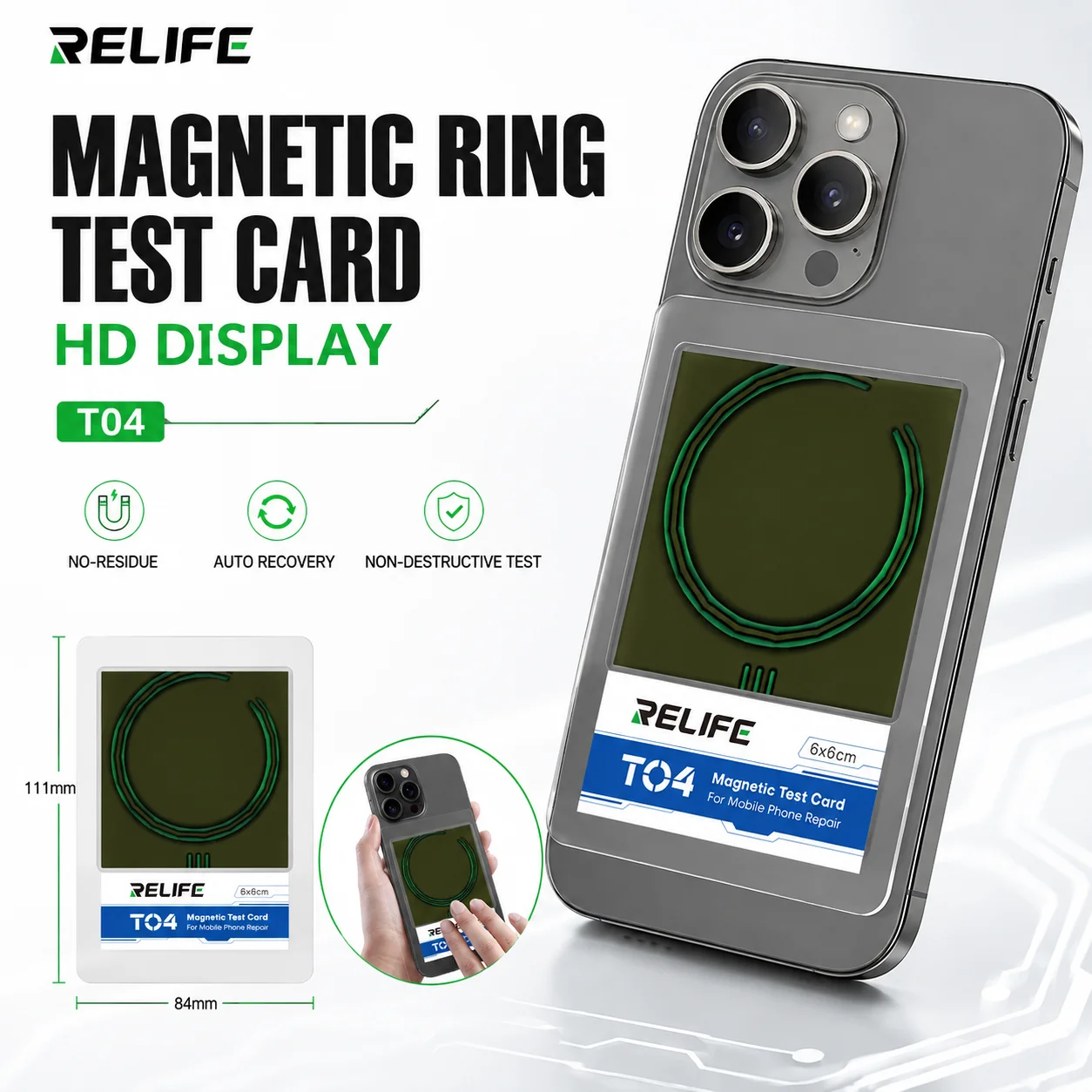 RELIFE TO4 Magnetic Test Card for Mobile Phone Wireless Charger Magnetic Pole Detection Ring Observation Repair Testing Tool