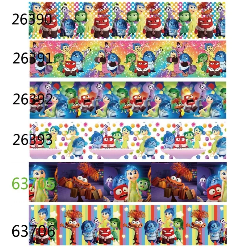 10Yards Disney Inside Out Cartoon Grosgrain Ribbon for Hairbow Gift Box Packaging DIY Craft Materials