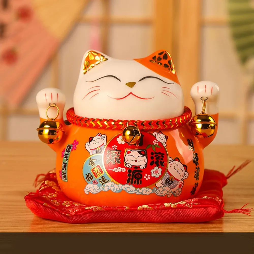 New 4.5 inch Lucky Cat Home Decorations Ceramic Portable Small Piggy Bank Handmade Desk Ornaments Home Store