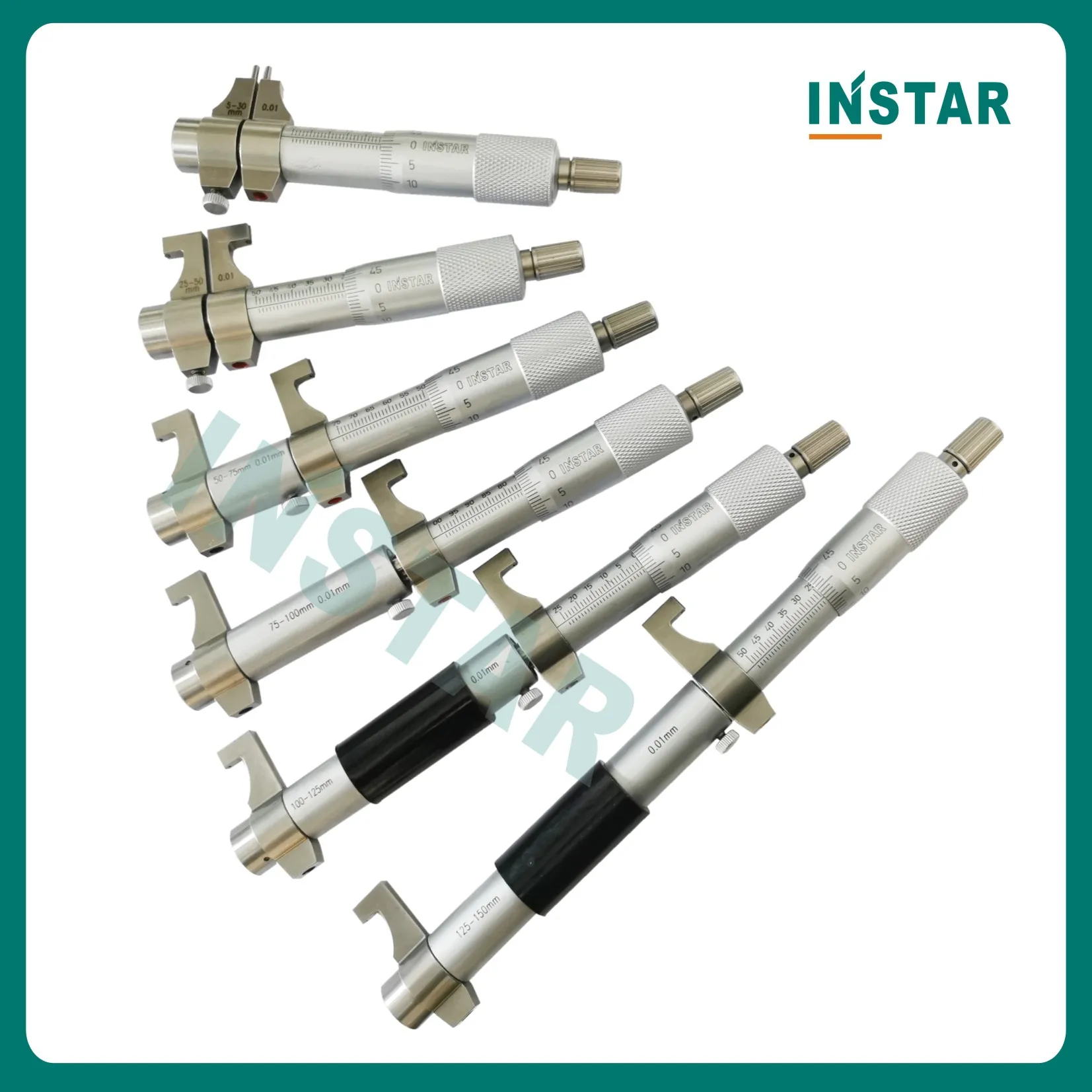 INSTAR Micrometer Outside 0-25mm x 0.01mm Carbide Tips 25-50mm 50-75mm 75-100mm 100-125mm 125-150mm Inside Micrometer 5-30mm