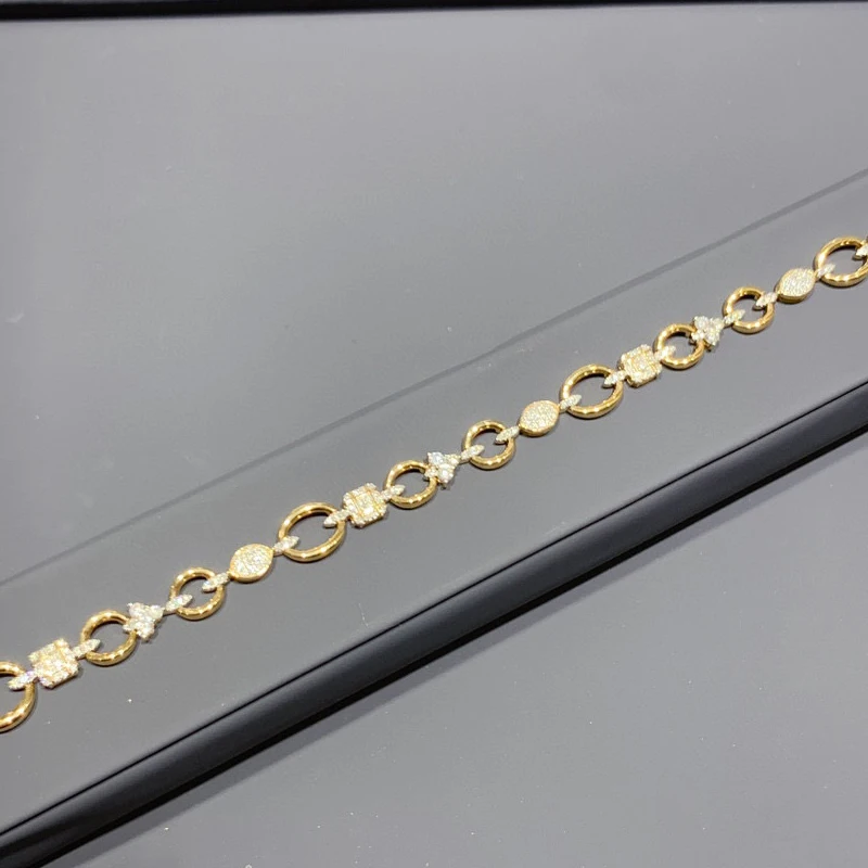 Aazuo Good Quality 18K Yellow Gold Real Diamonds 2.14ct Luxury Bracelet Gift For Woman Upscale Trendy Wedding Engagement Party