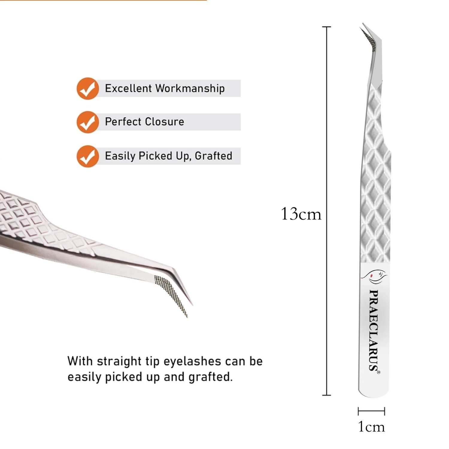Pinzas de extensión de pestañas con puntas de fibra, pinzas plateadas de acero inoxidable de alta precisión para herramientas de maquillaje profesionales, 1 ud.