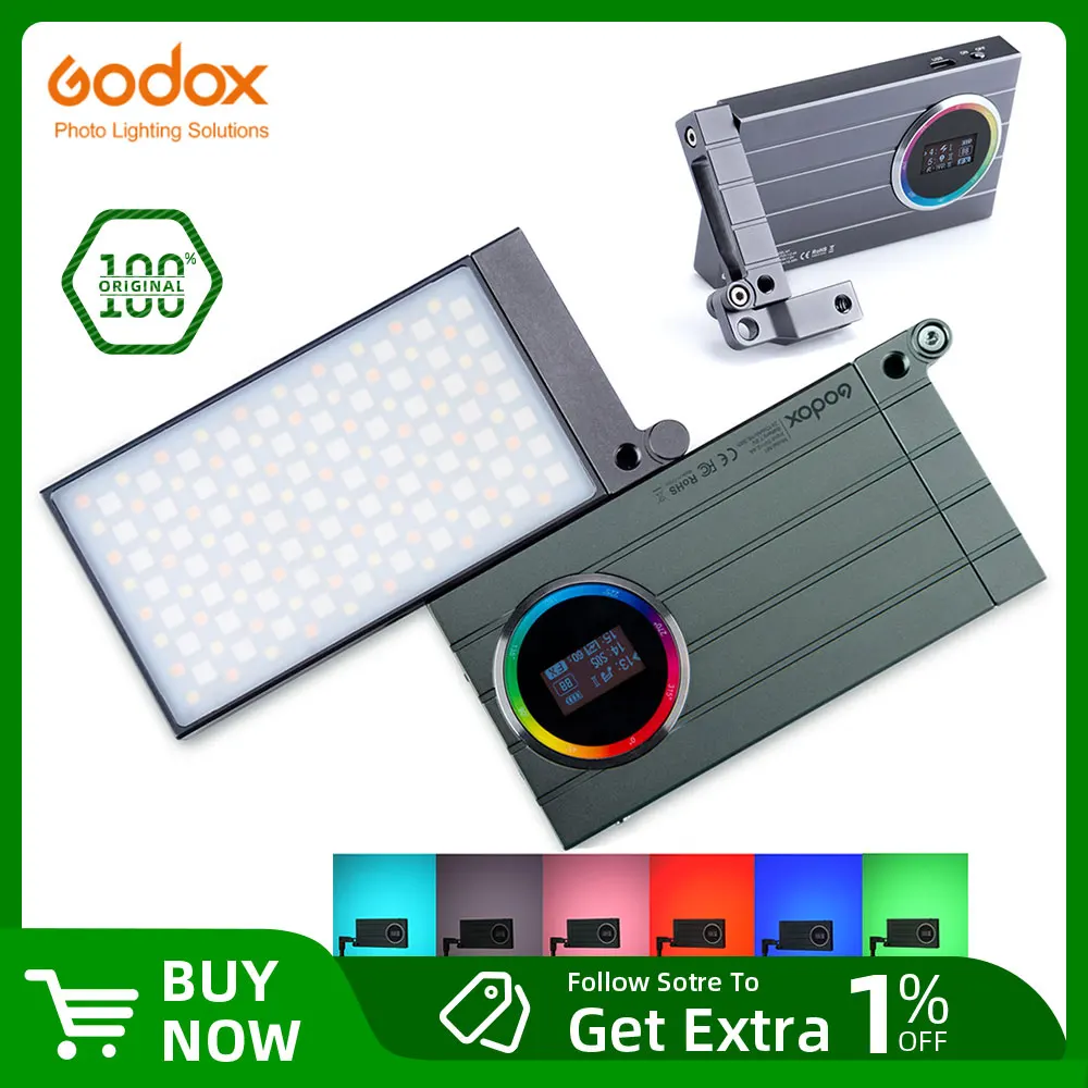 Godox M1 2500K-8500K Full Color RGB LED Light Pocket Size Type-C Rechargeable LED Video Creative Light Multiple Special Effects