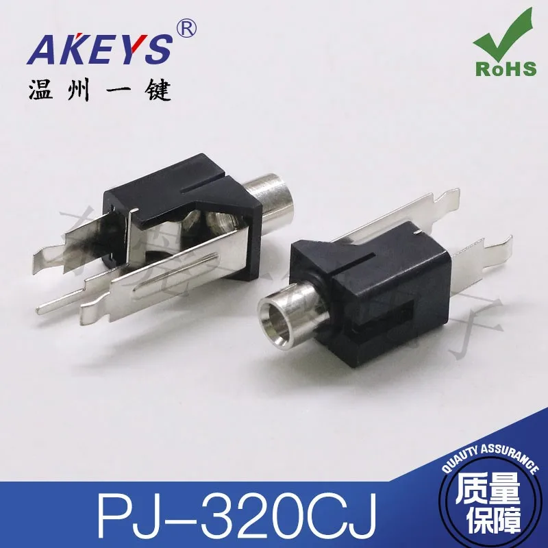 10pcs PJ-320CJ 3.5mm audio jack Extended tripod Copper sets Plug-in Phone headset jack