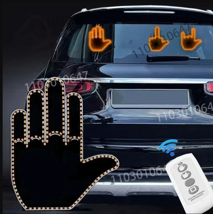 

1PC New Car SUV Interior Rear Windshield Middle Finger Hand Lamp Remote Controlled Finger Warning Brake Light LED Gesture Lights