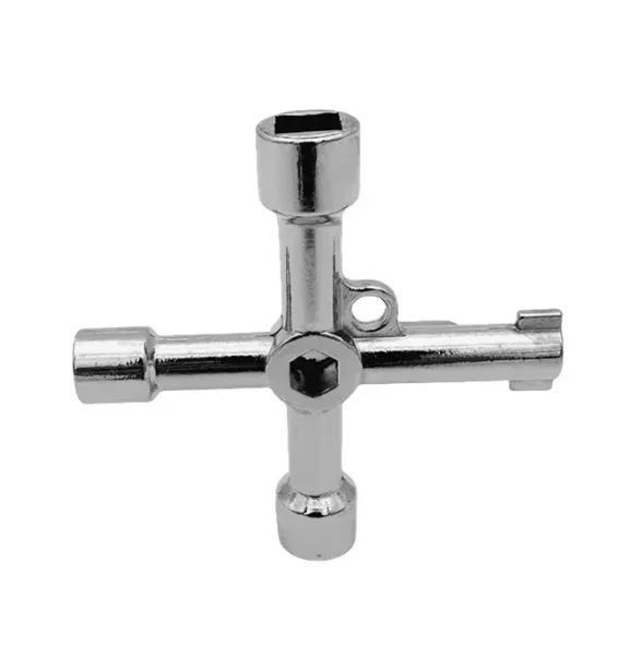1PC 4-in-1 Multi-Tool Key Wrench Screwdriver Set Silver Electrical Elevator Control Cabinet Valve Inner Triangle Quadrangle Tool