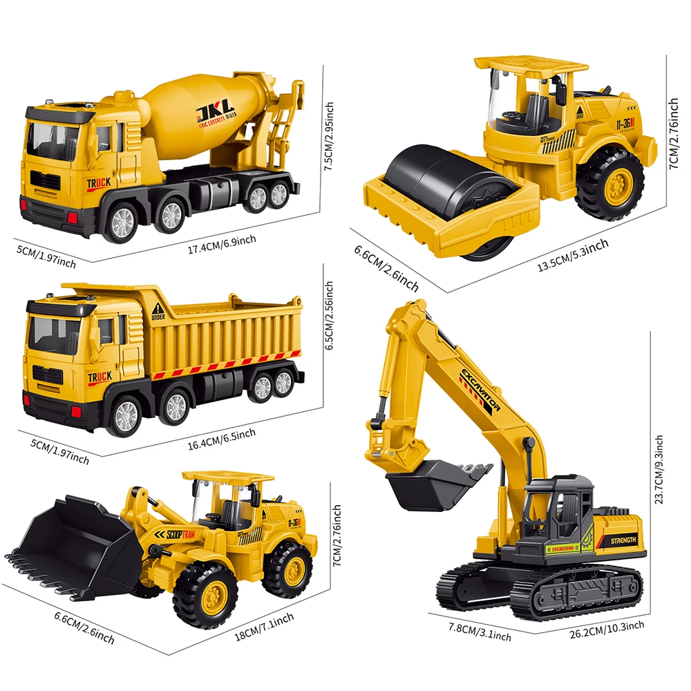 6 قطع من مجموعات ألعاب المركبات الهندسية - سيارات لعبة الأطفال ونماذج المركبات الهندسية - مركبة منزلق بالقصور الذاتي - عيد الميلاد #2