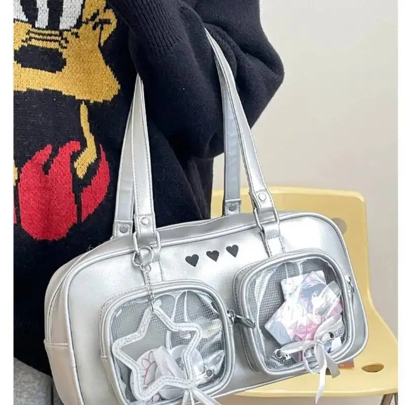 Bloom Transparent Japanese Sier Ita Bag Purse Women Haruku Aesthetic Leather Shoulder Bags Hot Girl Handbag Bolsos De Muje