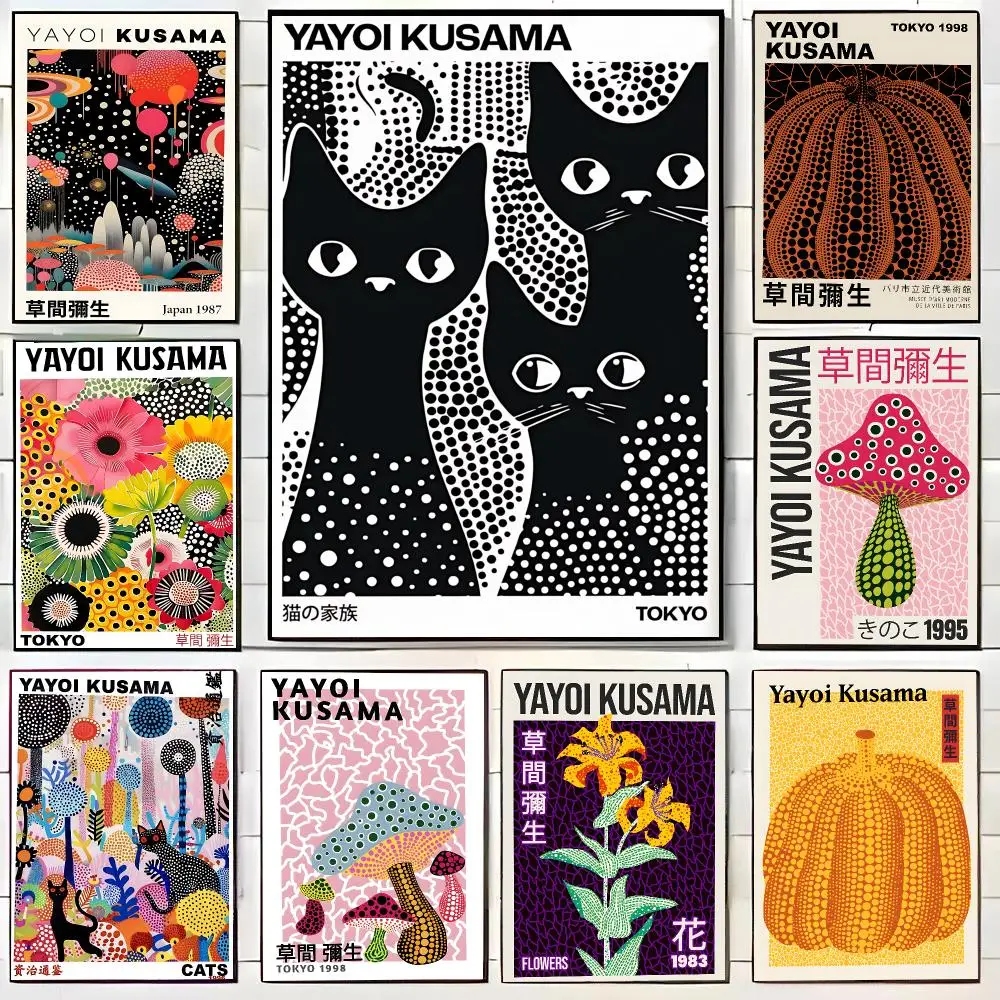 Hot Classic Japan K-Kusama Y-Yayoi Art Poster HD Home Decor Sticky Wall Waterproof Home Living Room Bar Aesthetic Decor