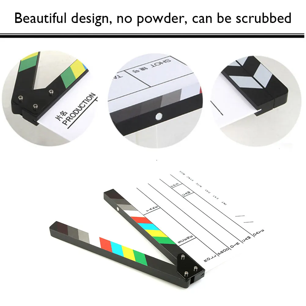 Director Video Scene Clapperboard TV Movie Film Action Clapper Board Film Action Photographic Prop with Pen Eraser