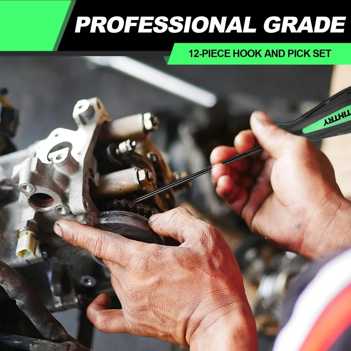 مجموعة أدوات اختيار وخطاف مكونة من 12 قطعة، أداة إزالة حشية دائرية لختم الزيت التلقائي، مجموعة أدوات اختيار طويلة وصغيرة، فضي #6