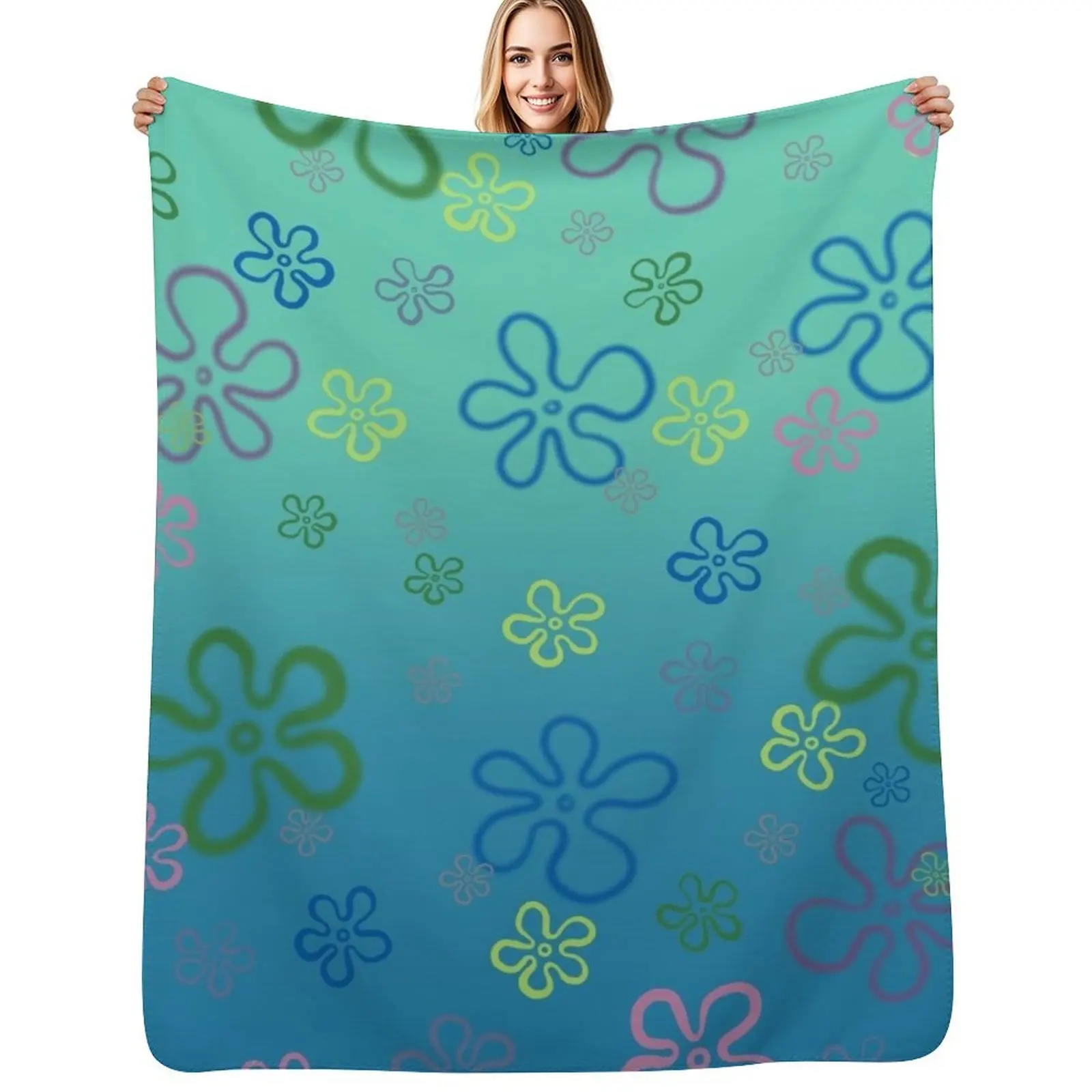 Flower Clouds Throw Blanket Warm Plush Fuzzy Blanket for Living Room